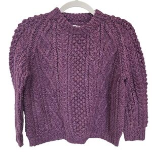 Sliab Liag Hand Knit  100% Pure Wool Irish Cable Knit Fishermans Aran Sweater Sm